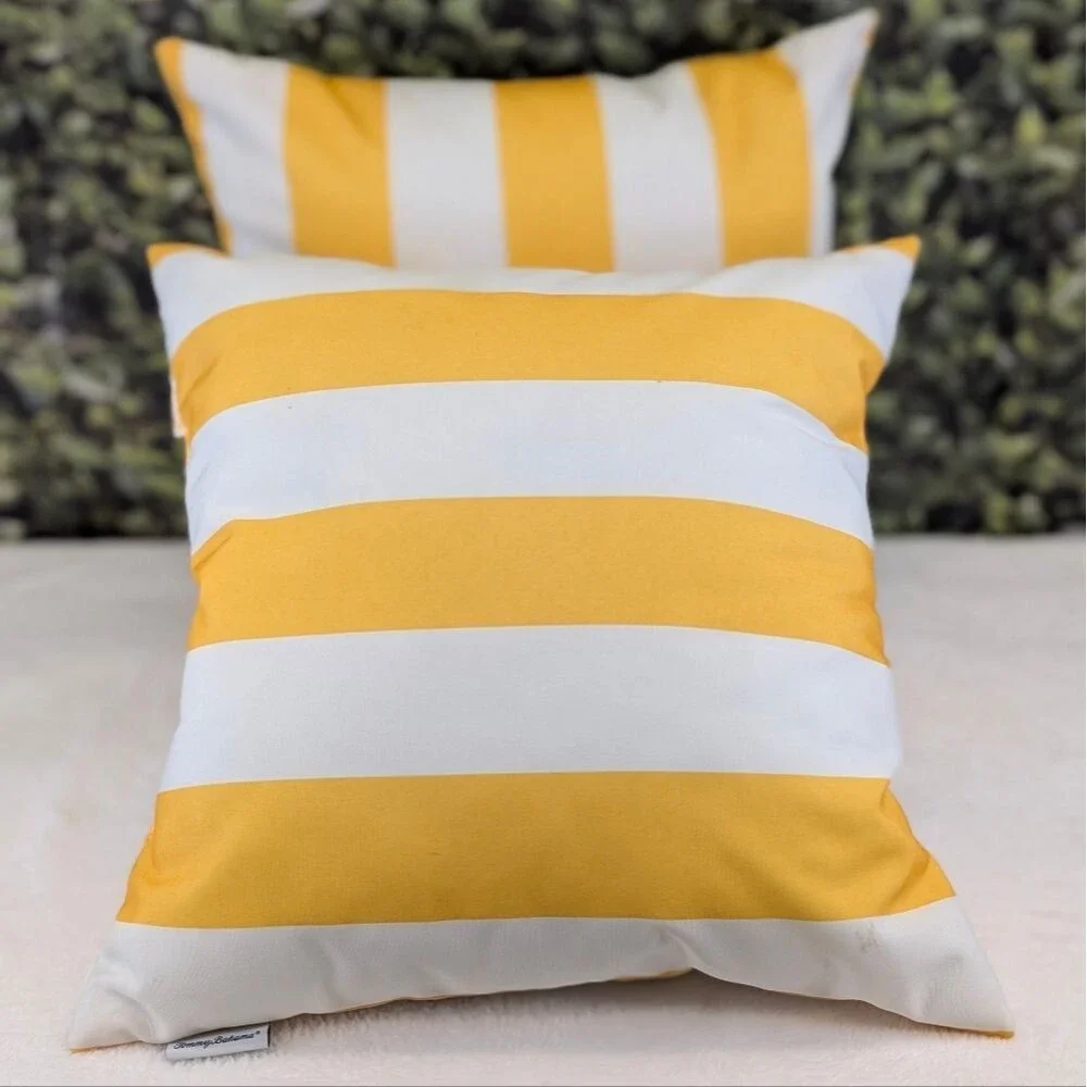Tommy Bahama Awning Stripe Yellow Decorative Pillow - Set of 2